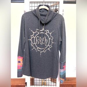 Phish long sleeve cowl neck hoodie with colorful sleeves - Soul Flower Phish M